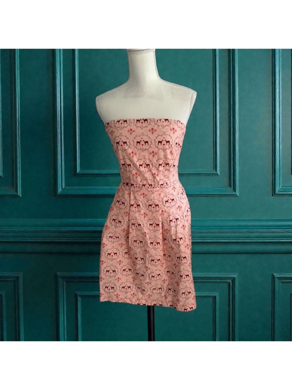 BEEBOP & WALLY New York Horse Heart Print Strapless Dress Size Small